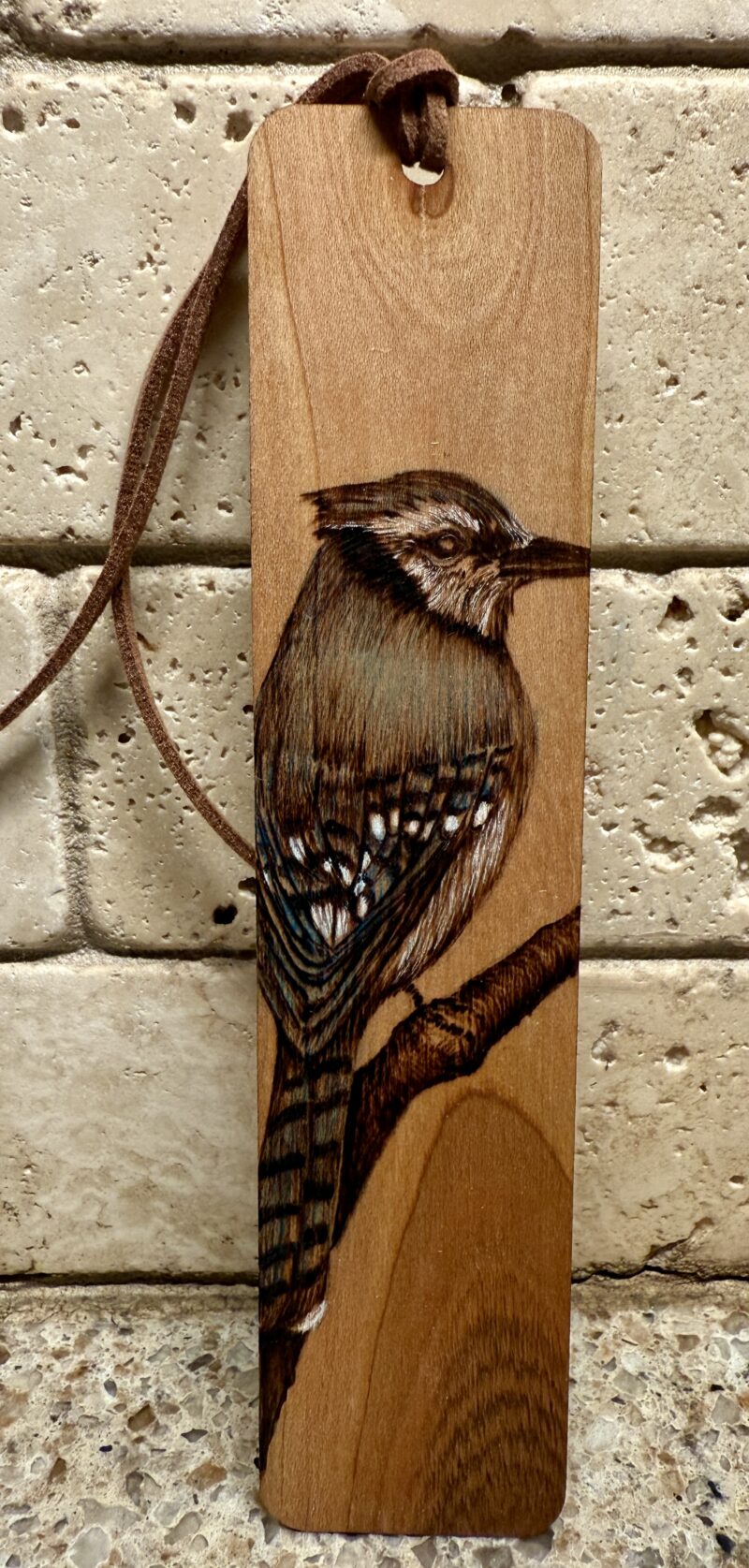 Blue Jay bookmark, woodburned bookmark, wood bookmark