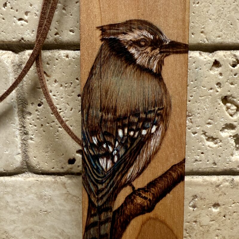 Blue Jay bookmark, woodburned bookmark, wood bookmark