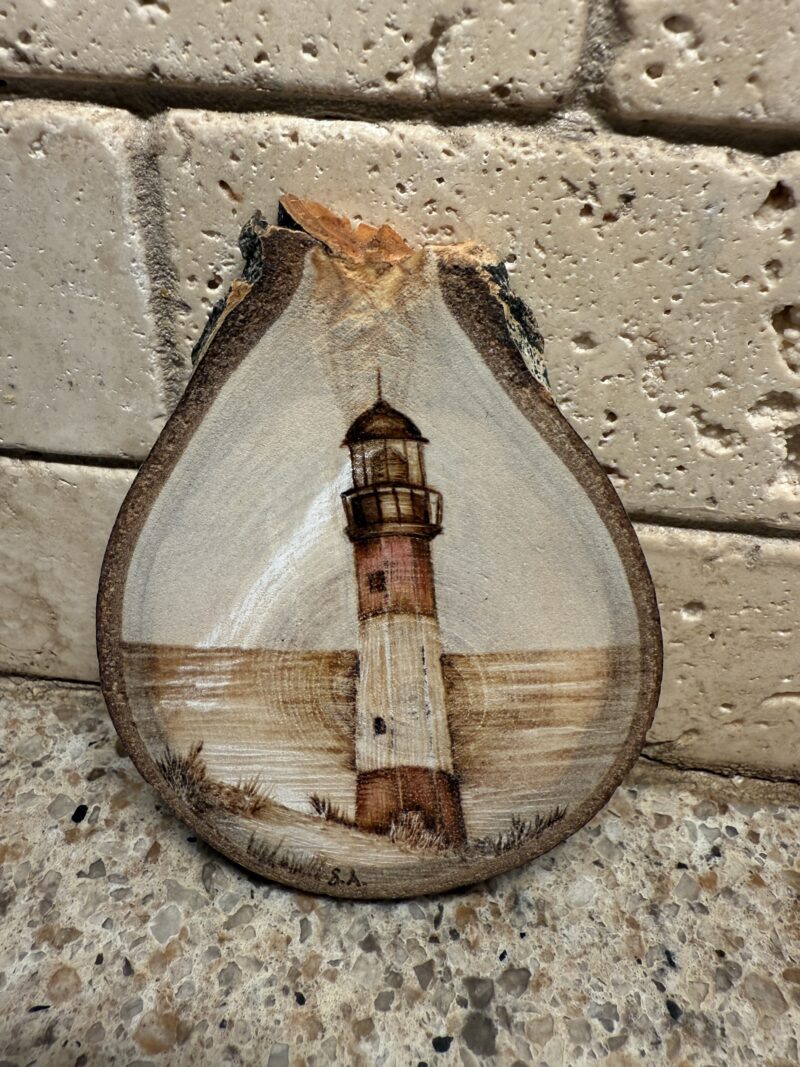lighthouse pyrography, woodburned lighthouse
