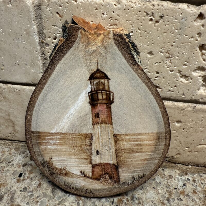 lighthouse pyrography, woodburned lighthouse