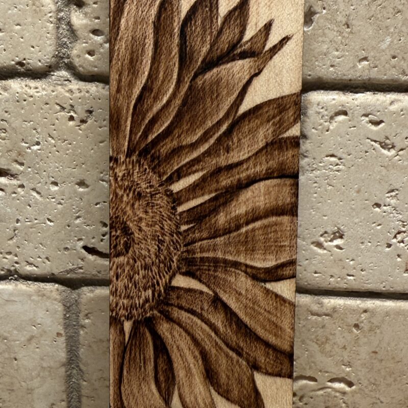 sunflower bookmark, woodburned sunflower, pyrography art