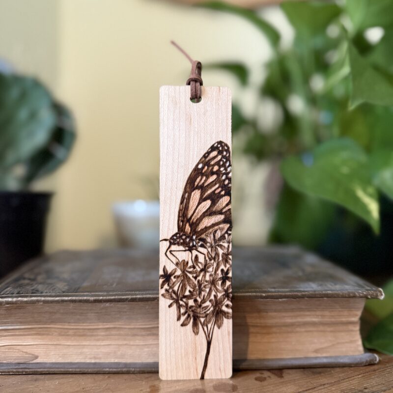 woodburned butterfly bookmark